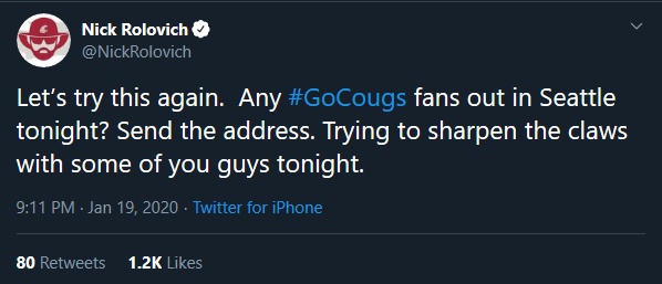 Nick Rolovich Tweet